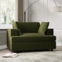 Olive Velvet Corner Chaise Right Hand Facing Sofa and Loveseat Set - August