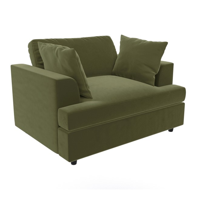 Olive Green Velvet Love Seat - August