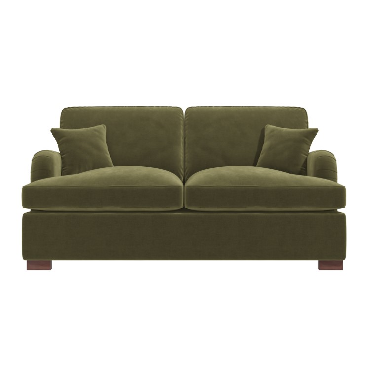 ONLY OPENED - Olive Green Velvet 2 Seater Sofa Bed - Payton