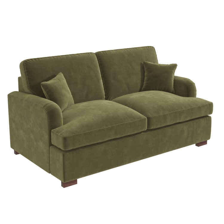 ONLY OPENED - Olive Green Velvet 2 Seater Sofa Bed - Payton