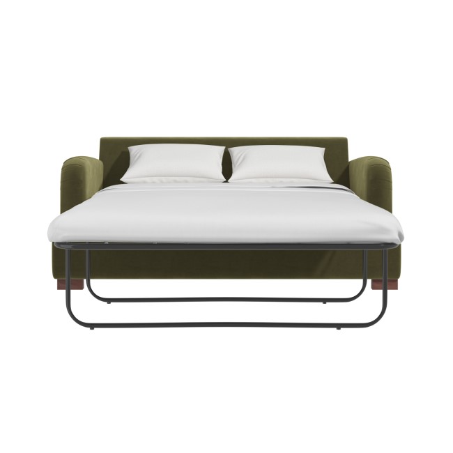 Olive Green Velvet Pull Out Sofa Bed - Seats 2 - Payton