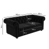 Black Velvet Chesterfield Pull Out Sofa Bed - Seats 3 - Bronte