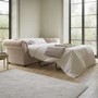 Beige Fabric Chesterfield Pull Out Sofa Bed - Seats 3 - Bronte