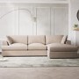 GRADE A1 - Beige Woven 4 Seater Right Hand Facing L Shaped Sofa - August 