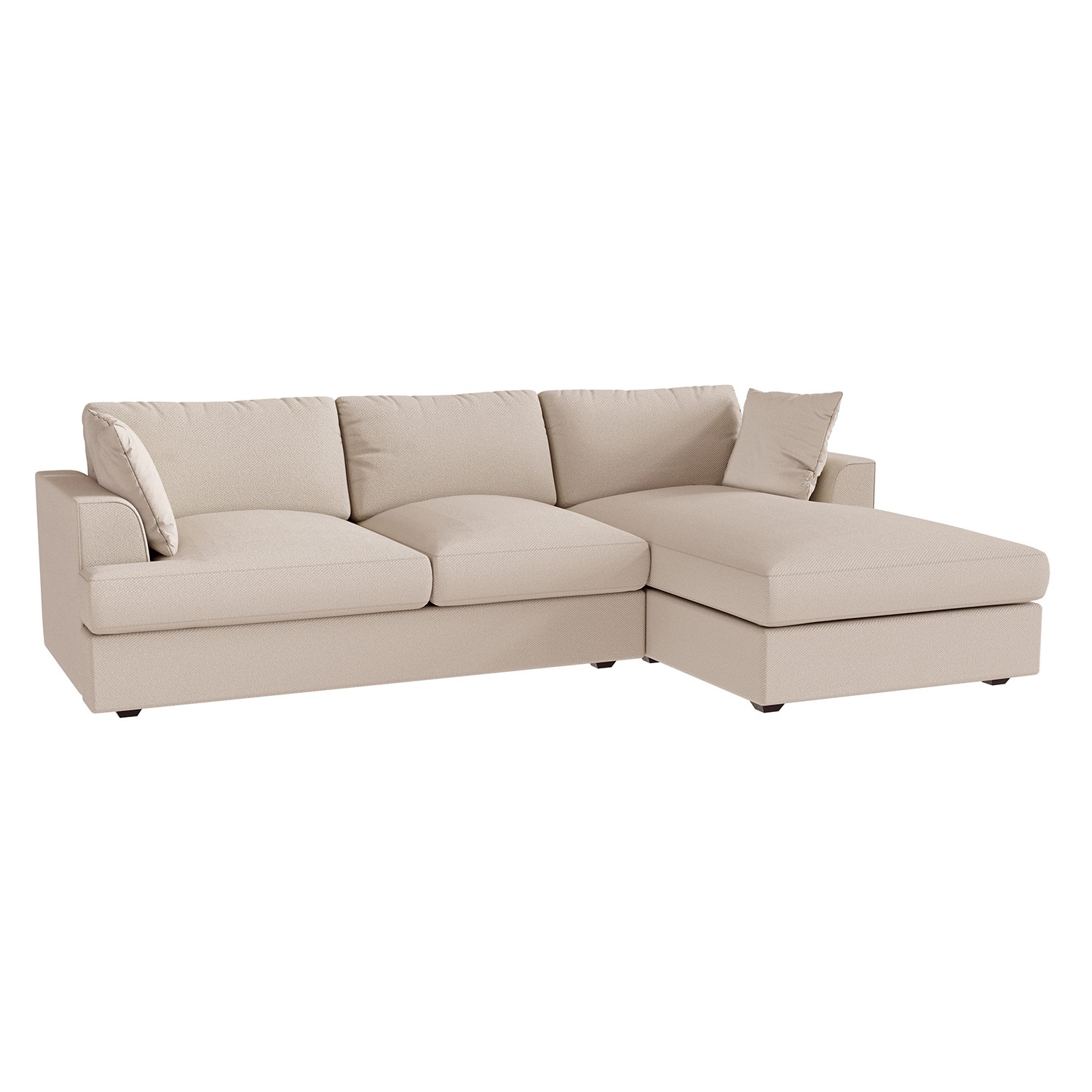Beige Fabric Right Hand 4 Seater Corner Sofa - August - Furniture123