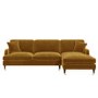 Mustard Velvet Right Hand Facing 4 Seater Chaise Corner Sofa - Payton