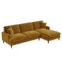 Mustard Velvet Right Hand Facing 4 Seater Chaise Corner Sofa - Payton