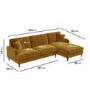 Mustard Velvet Right Hand Facing 4 Seater Chaise Corner Sofa - Payton