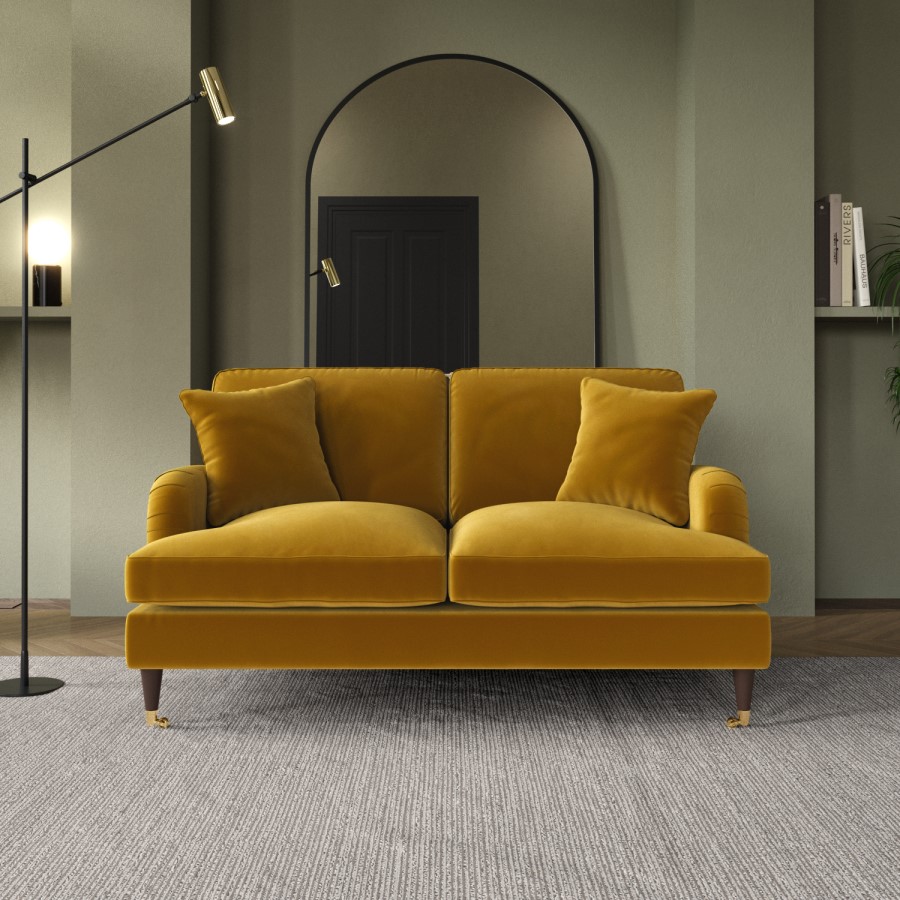 ONLY OPENED - Mustard Velvet 2 Seater Sofa - Payton