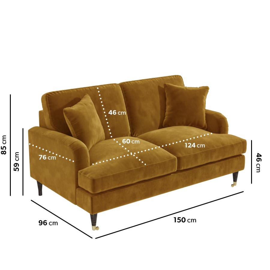 ONLY OPENED - Mustard Velvet 2 Seater Sofa - Payton