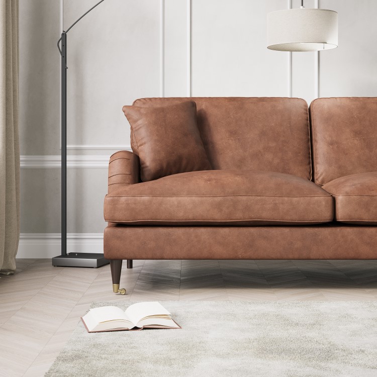 Tan Faux Leather 3 Seater Sofa - Payton