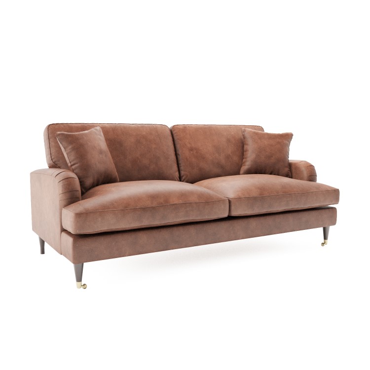 Tan Faux Leather 3 Seater Sofa - Payton