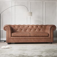 Tan Faux Leather Chesterfield Sofa - Seats 2 - Bronte