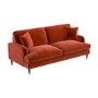 Burnt Orange Velvet 3 Seater Sofa - Payton