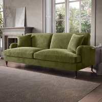 GRADE A2 - Olive Green Velvet 4 Seater Sofa - Payton