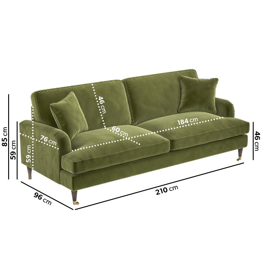 ALMOST PERFECT - Payton Olive Velvet 4 Seater Sofa