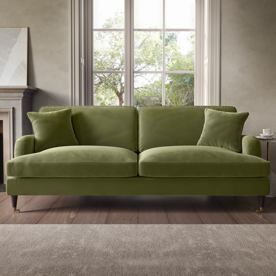 ALMOST PERFECT - Payton Olive Velvet 4 Seater Sofa