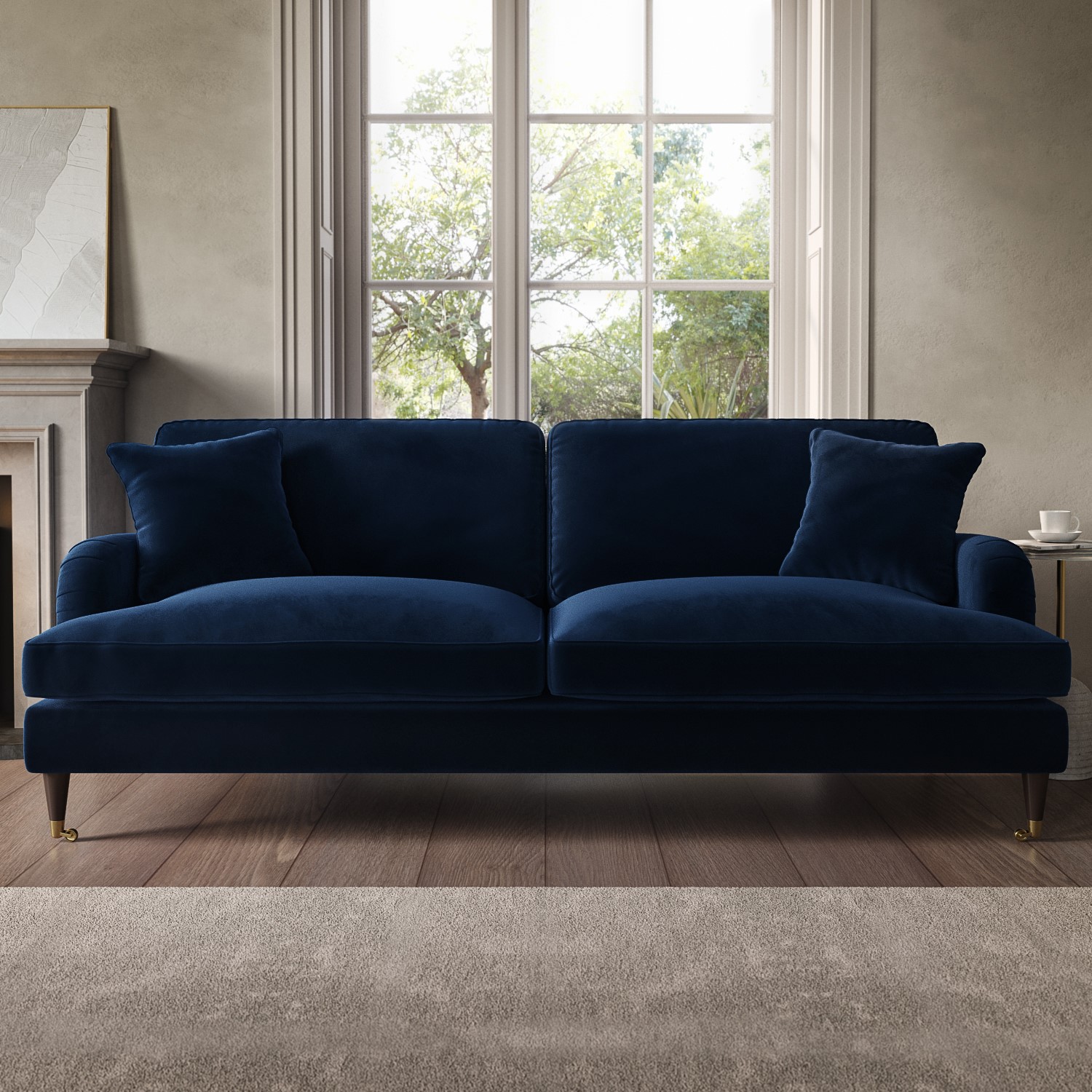 Payton Blue Navy Velvet 4 Seater Sofa
