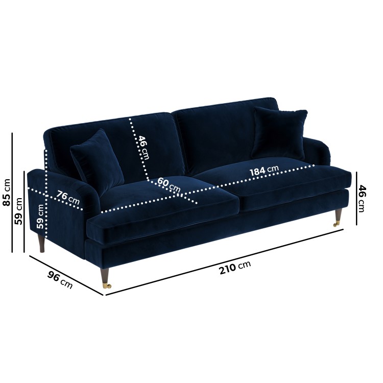 ONLY OPENED - Navy Velvet 4 Seater Sofa - Payton