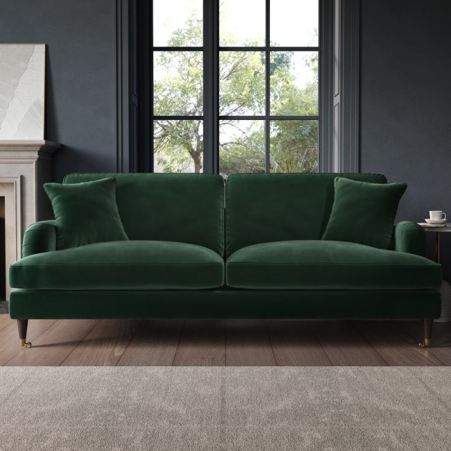 Dark Green Velvet 4 Seater Sofa - Payton