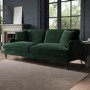 ALMOST PERFECT - Dark Green Velvet 4 Seater Sofa - Payton