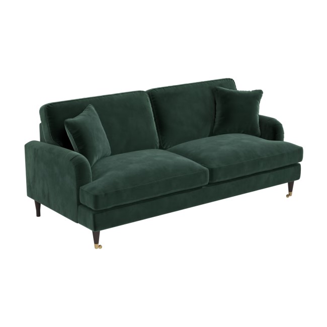 Dark Green Velvet 4 Seater Sofa - Payton