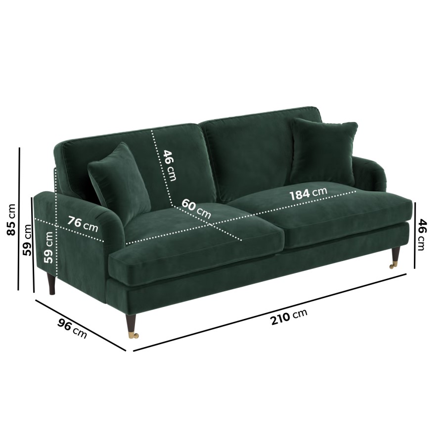 ALMOST PERFECT - Dark Green Velvet 4 Seater Sofa - Payton