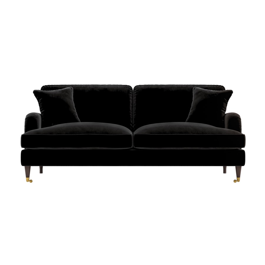 ALMOST PERFECT - Black Velvet 4 Seater Sofa - Payton