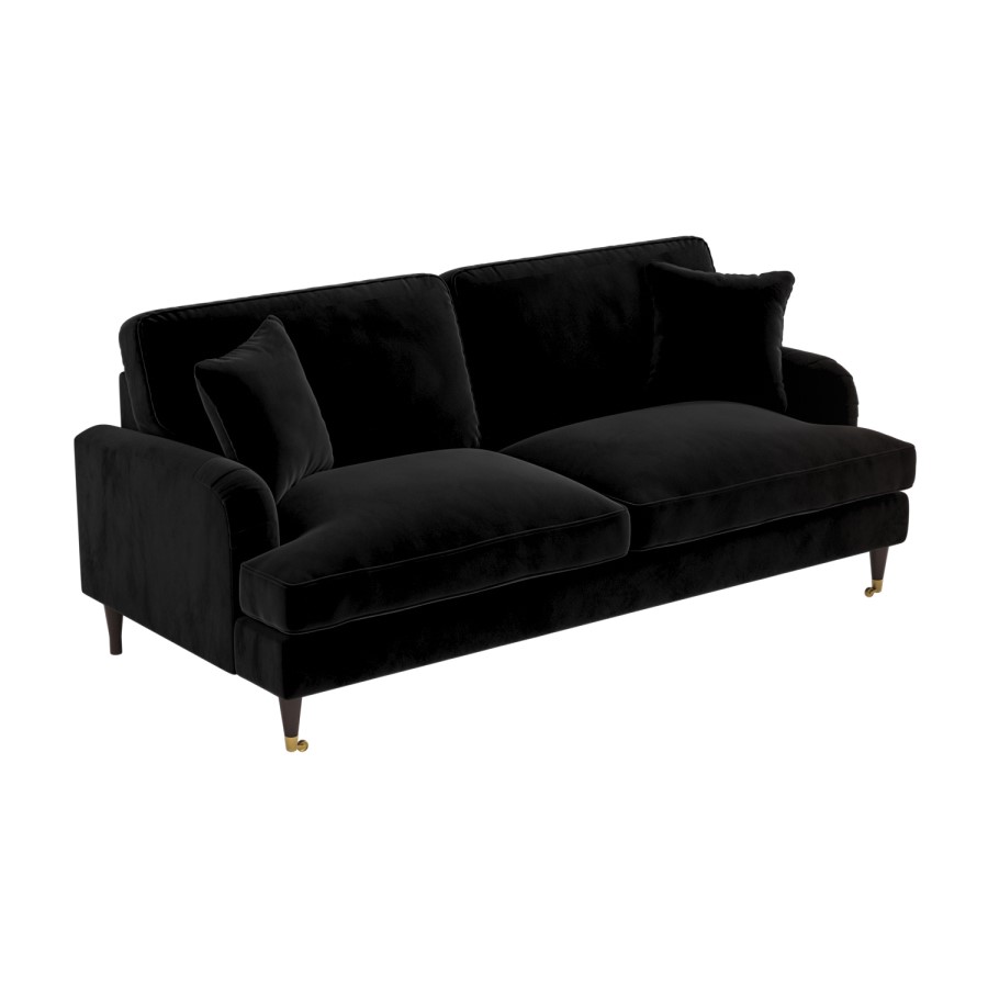 ALMOST PERFECT - Black Velvet 4 Seater Sofa - Payton