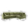 Olive Green Velvet 4 Seater Right Hand Corner Sofa - Payton