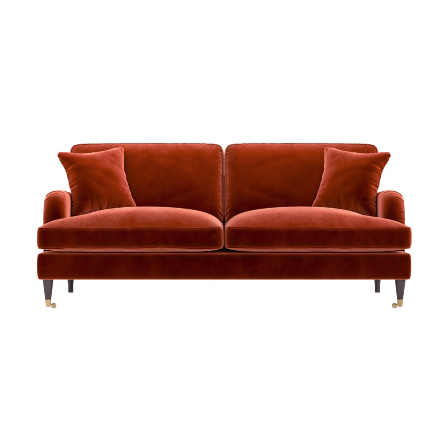 Burnt Orange Velvet 3 Seater Sofa and Armchair Set - Payton