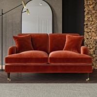 ONLY OPENED - Burnt Orange Velvet 2 Seater Sofa - Payton