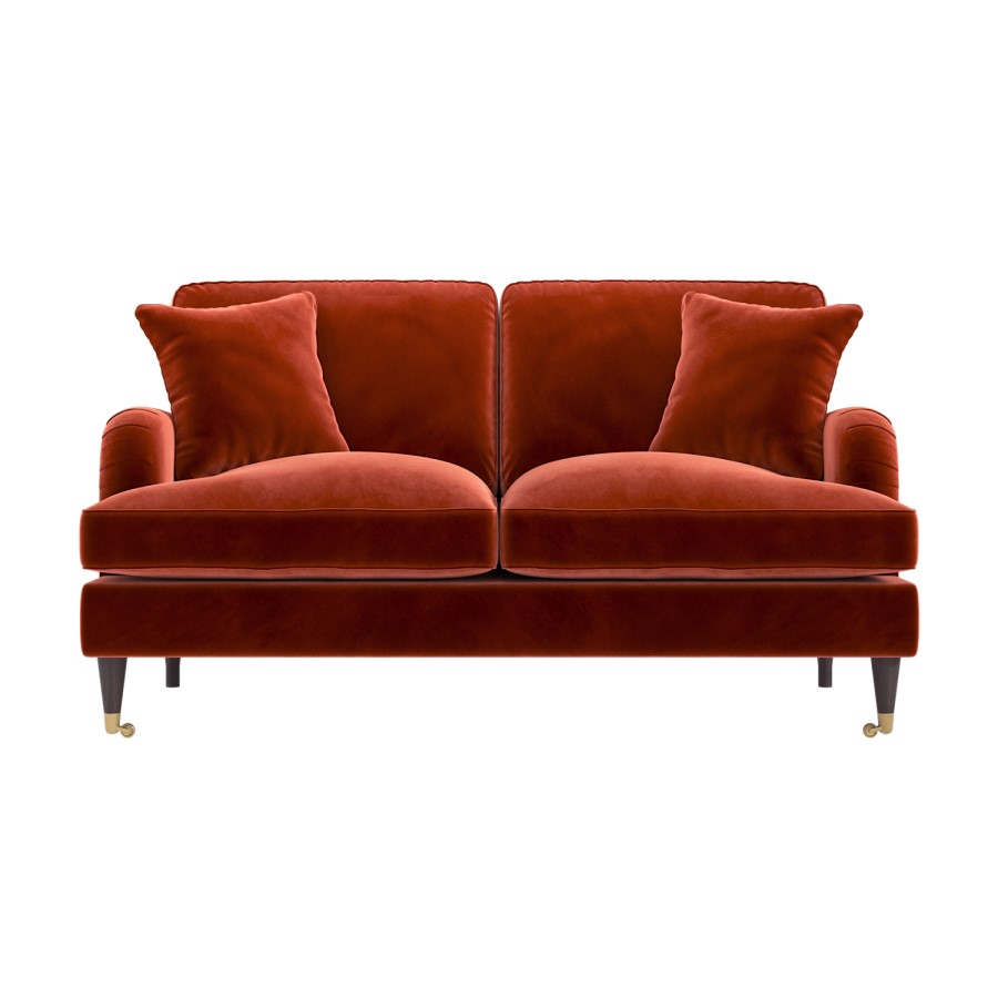 ALMOST PERFECT - Payton Orange Velvet 2 Seater Sofa