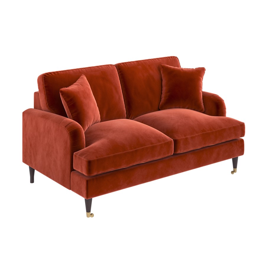 ONLY OPENED - Burnt Orange Velvet 2 Seater Sofa - Payton