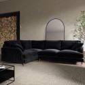 A2/SOF207 GRADE A2 - Black Velvet 4 Seater Left Hand Corner Sofa - Payton