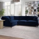 SOF208 Navy Velvet 4 Seater Left Hand Corner Sofa - Payton