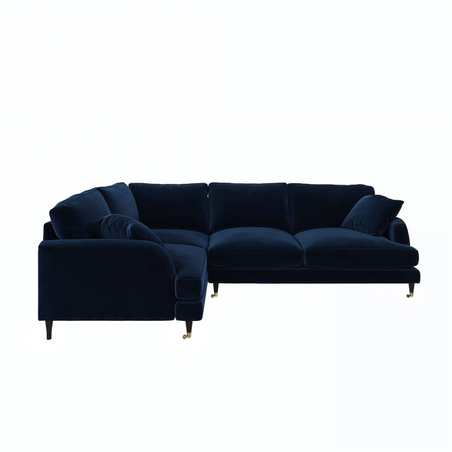 Navy Velvet 4 Seater Left Hand Corner Sofa - Payton