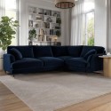 SOF209 Navy Velvet 4 Seater Right Hand Corner Sofa - Payton