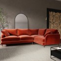 SOF211 Burnt Orange Velvet 4 Seater Right Hand Corner Sofa - Payton 