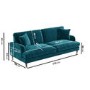 Teal Velvet 4 Seater Sofa - Payton