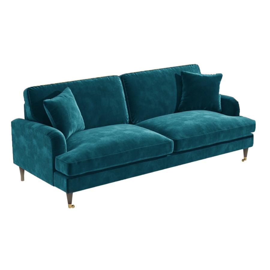Teal Velvet 4 Seater Sofa - Payton
