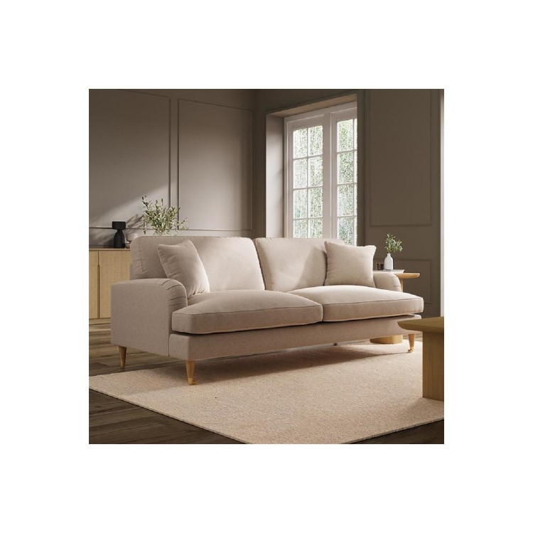 Beige Woven Fabric 4 Seater Sofa - Payton