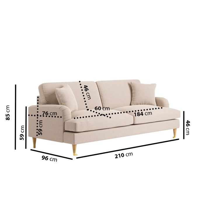 Beige Woven Fabric 4 Seater Sofa - Payton