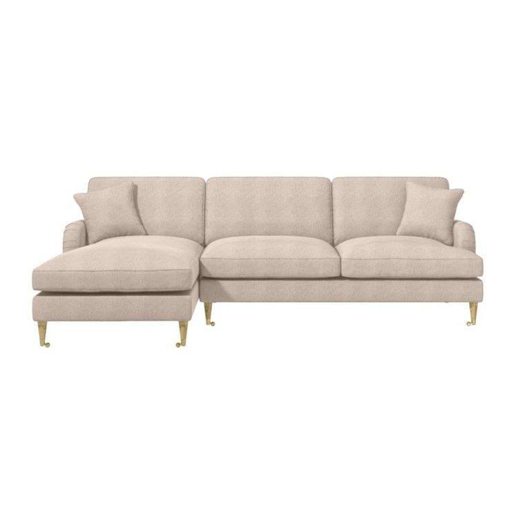 Beige Fabric Left Hand Facing 4 Seater Chaise Corner Sofa - Payton