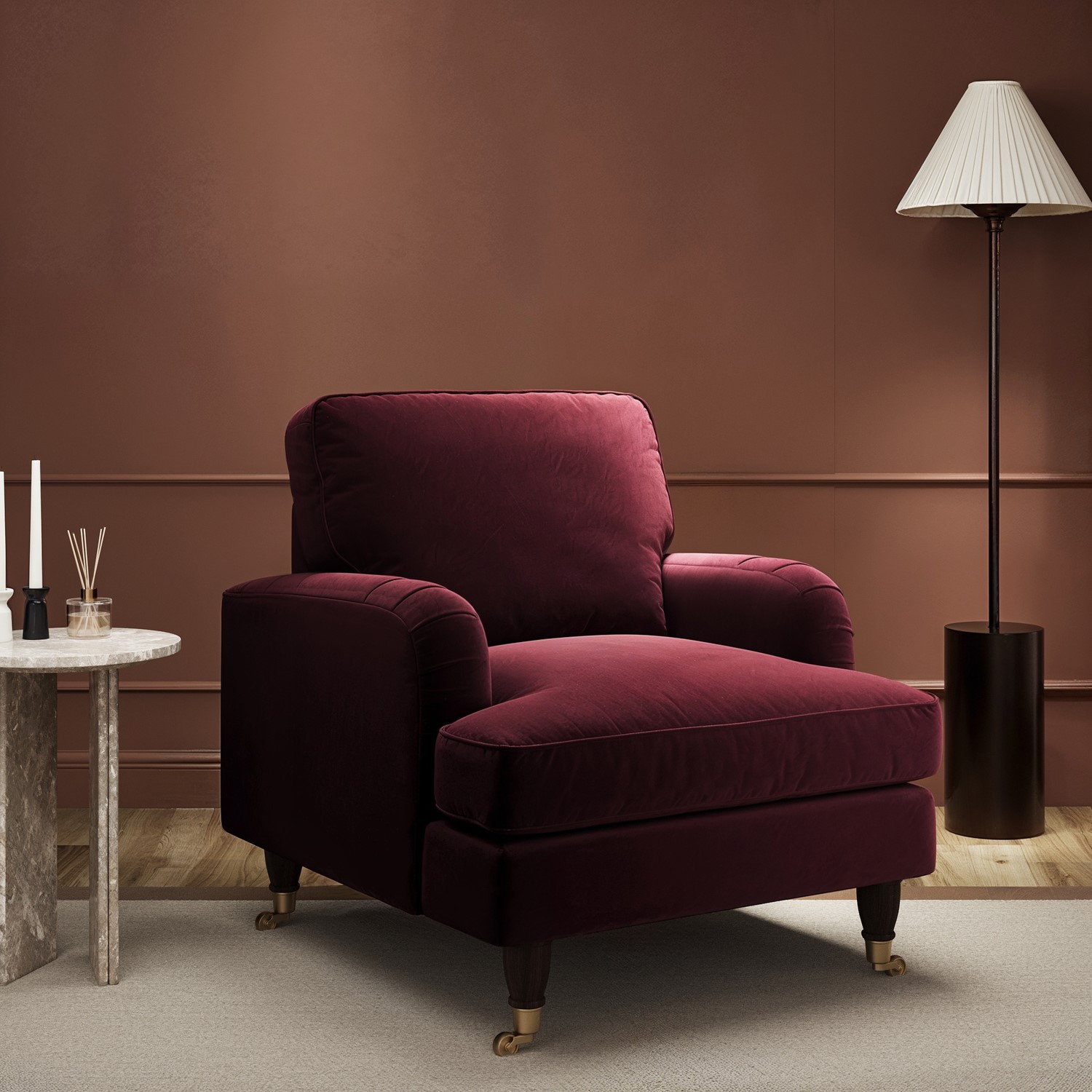 Payton Red Burgundy Velvet Armchair