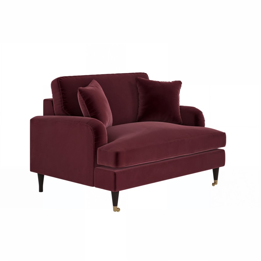 Burgundy Velvet Love Seat - Payton