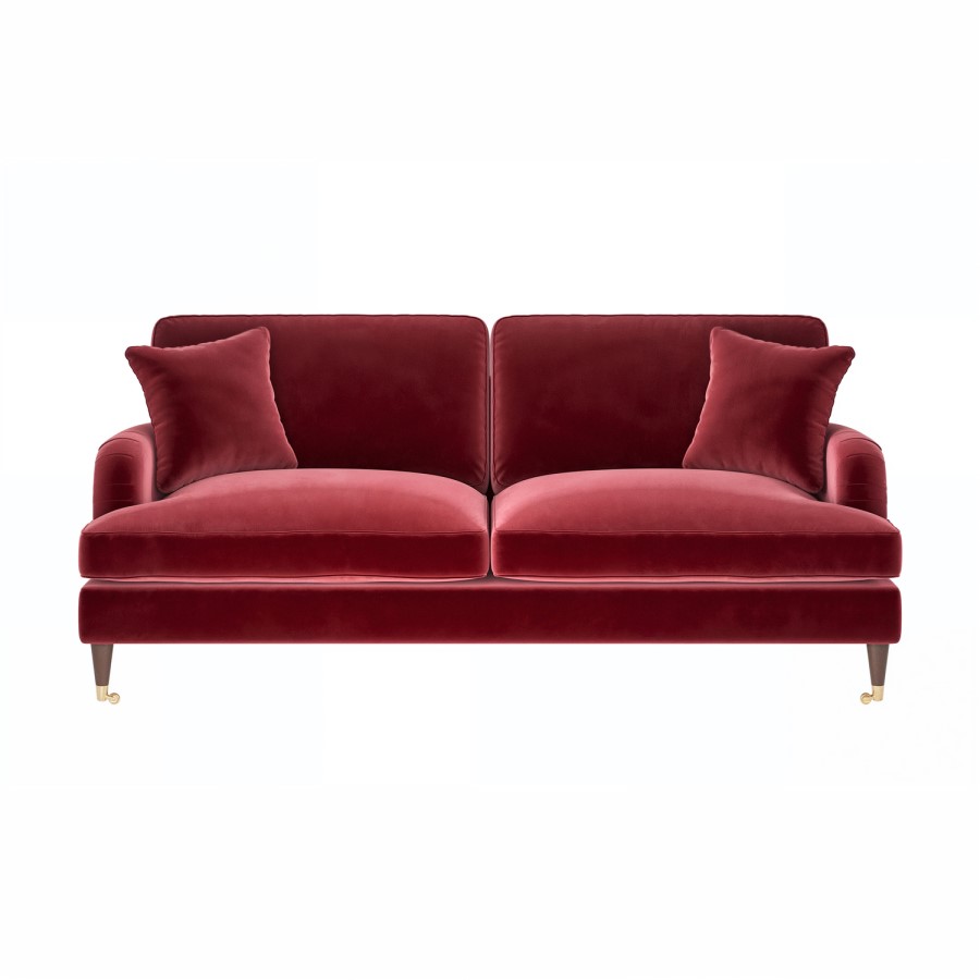 ALMOST PERFECT - Payton Claret Velvet 3 Seater Sofa