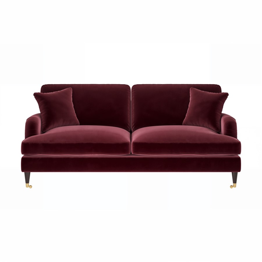Burgundy Velvet 3 Seater Sofa - Payton