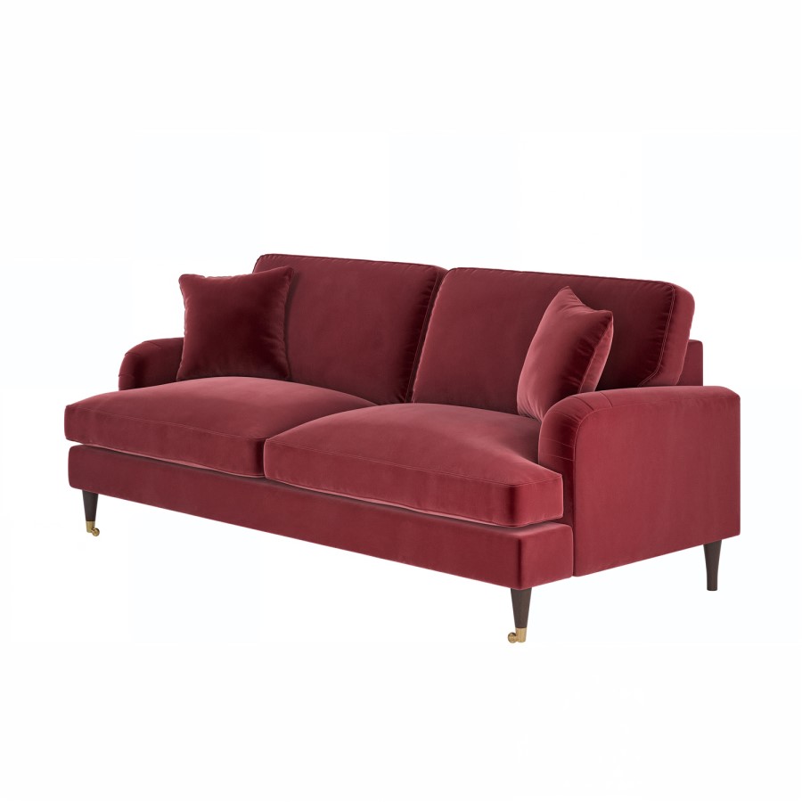 ALMOST PERFECT - Payton Claret Velvet 3 Seater Sofa
