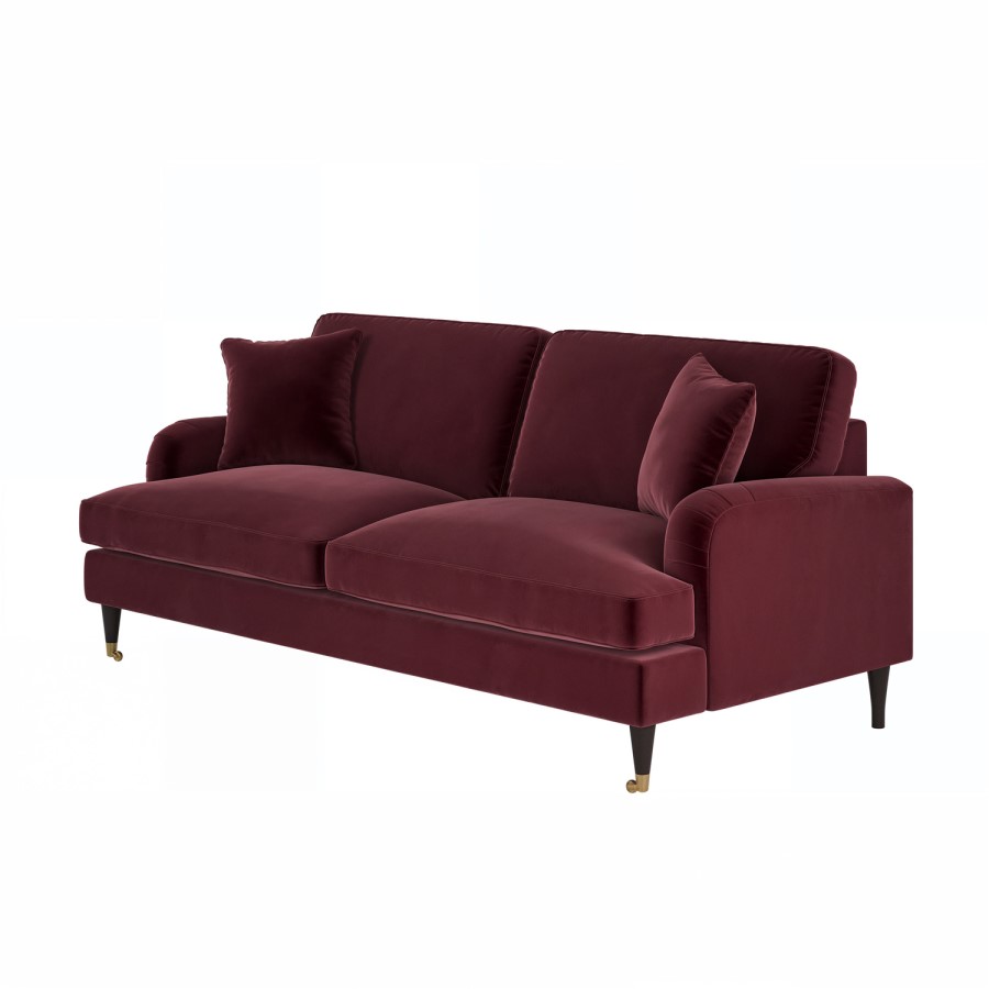 Burgundy Velvet 3 Seater Sofa - Payton